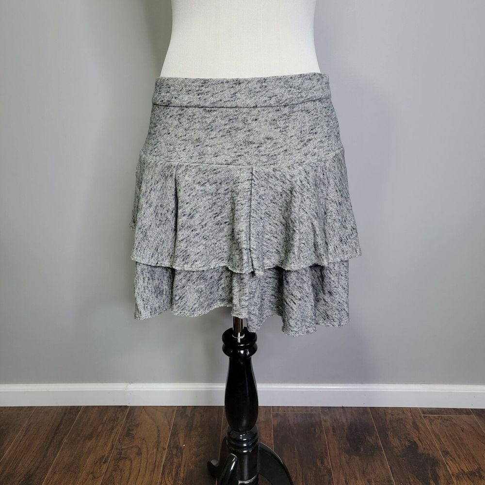 Derek Lam 10 Crosby Women's Gray Elastic Waist Side Zip Mini Ruffle Skirt Size 2